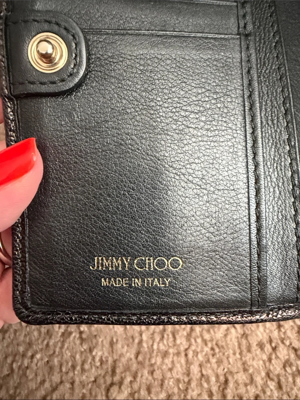 Jimmy Choo Black Leather Card Holder with Gold Logo